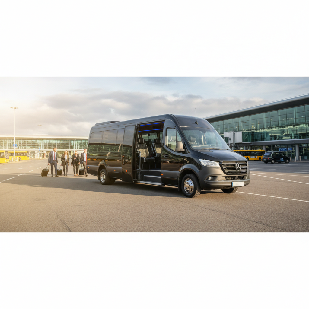 Group Types We Serve | Glasgow — executive minibus meeting a group at Glasgow Airport
