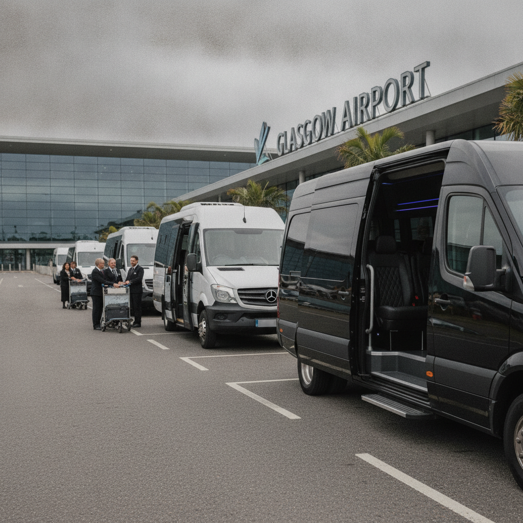 Meet & Greet at Glasgow — executive minibus meeting a group at Glasgow Airport